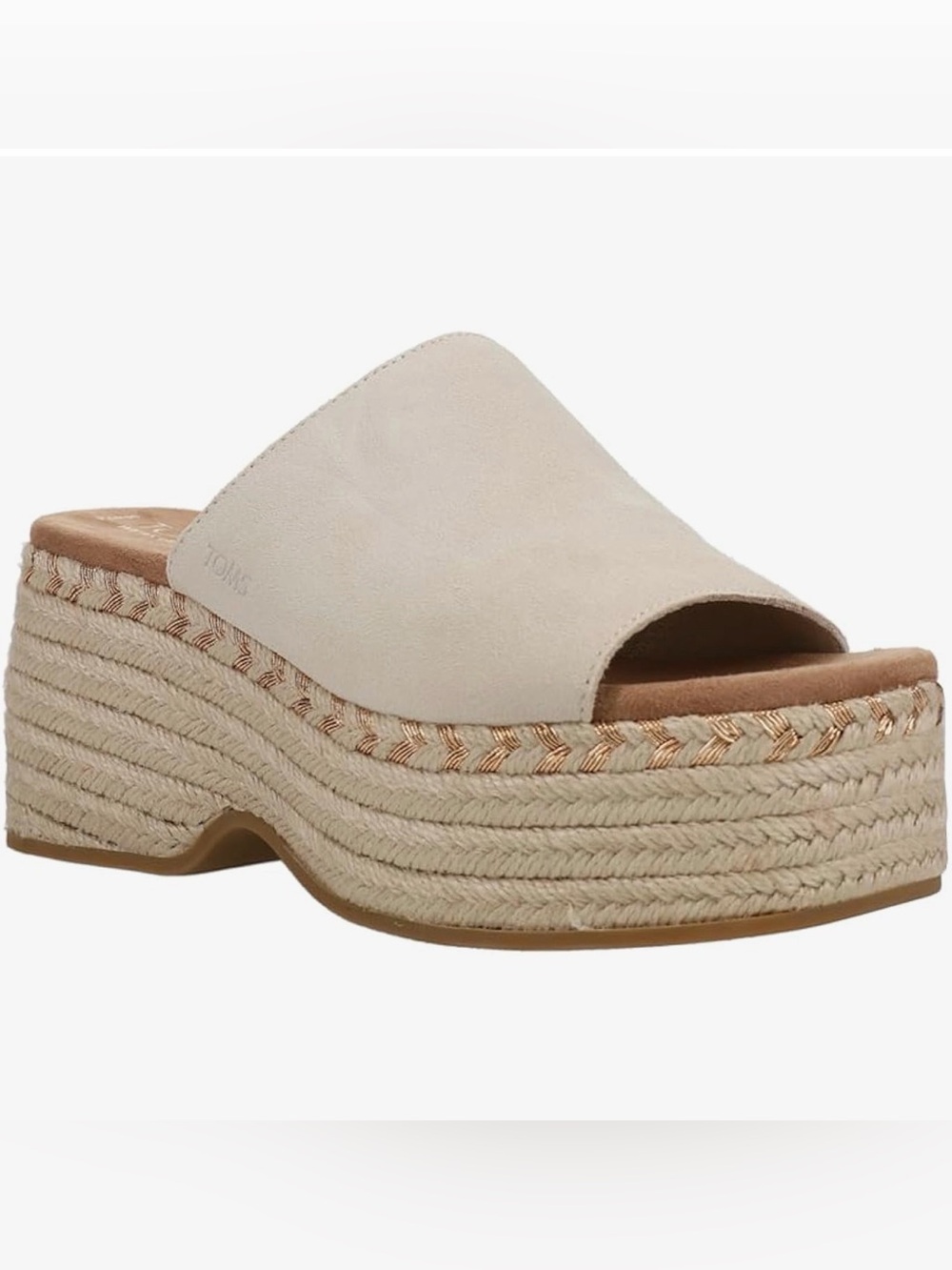 TOMS Laila suede espadrille platform mule; sand; size 9; very good condition